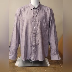 Johnston & Murphy 3XL 100% Cotton  Red, White & Blue  Button Down Dress Shirt